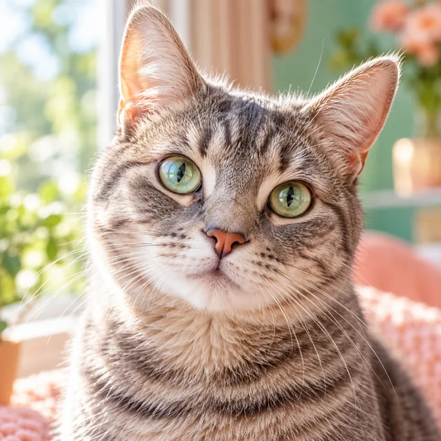 Pickle, a grey tabby cat