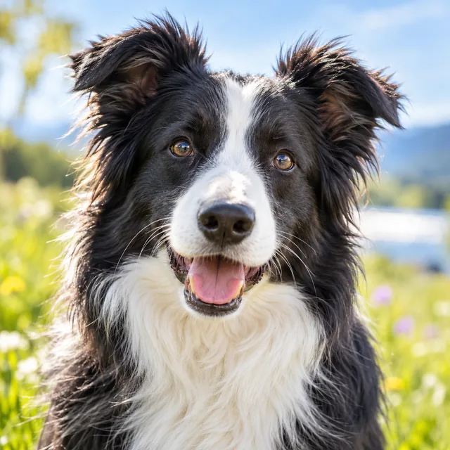 Luna, a black and white border collie